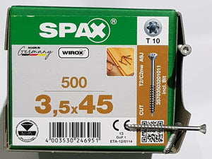 SPAX (3.5x45mm) (Indoor Flooring | Solid Hardwood Zinc Screws) Partial Thread w/Ribs (TX10) (x500pcs).