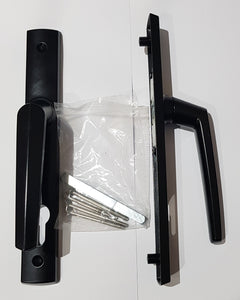 ASSA ABLOY Lockwood Palladium Aria Black Hinged Door Handle Set (35/85) w/90mm & 100mm Spindles (RAL 9005) L: 222mm x W: 30mm Screws Centres: 181mm.
