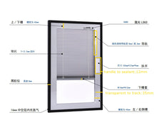 Load image into Gallery viewer, Integral Roll-Up Blinds (Manually Operated) Uv 2.0 | SHGC; 0.18 &amp; Rw 27-50dB. 30mm, 33mm, or 37mm DGU. 5mm Clear Glass + 20/23/27mm Air Spacer + 5mm Clear Glass.