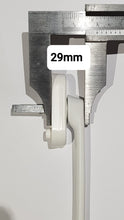 Load image into Gallery viewer, NT Low-Profile Non-Key White Slim Flat Handle (29mm Clearance) w/35mm Spindle &amp; Screws (RF-336110) (usually used on Stacker or Bi-Fold doors, but can be used on windows as well to accommodate enough clearance for Plantation Shutters).