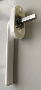 NT Low-Profile Non-Key White Slim Flat Handle (29mm Clearance) w/35mm Spindle & Screws (RF-336110) (usually used on Stacker or Bi-Fold doors, but can be used on windows as well to accommodate enough clearance for Plantation Shutters).