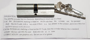 (45/45mm) Keyed-Alike Double Door Cylinder 90mm (6-Pin) YA1E | Nickel Plated Finish Fixed Cam.