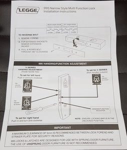 Allegion Legge Vestibule Commercial 995MF Mortice Lock Kit F/20/23-85-8mm (L195mm).