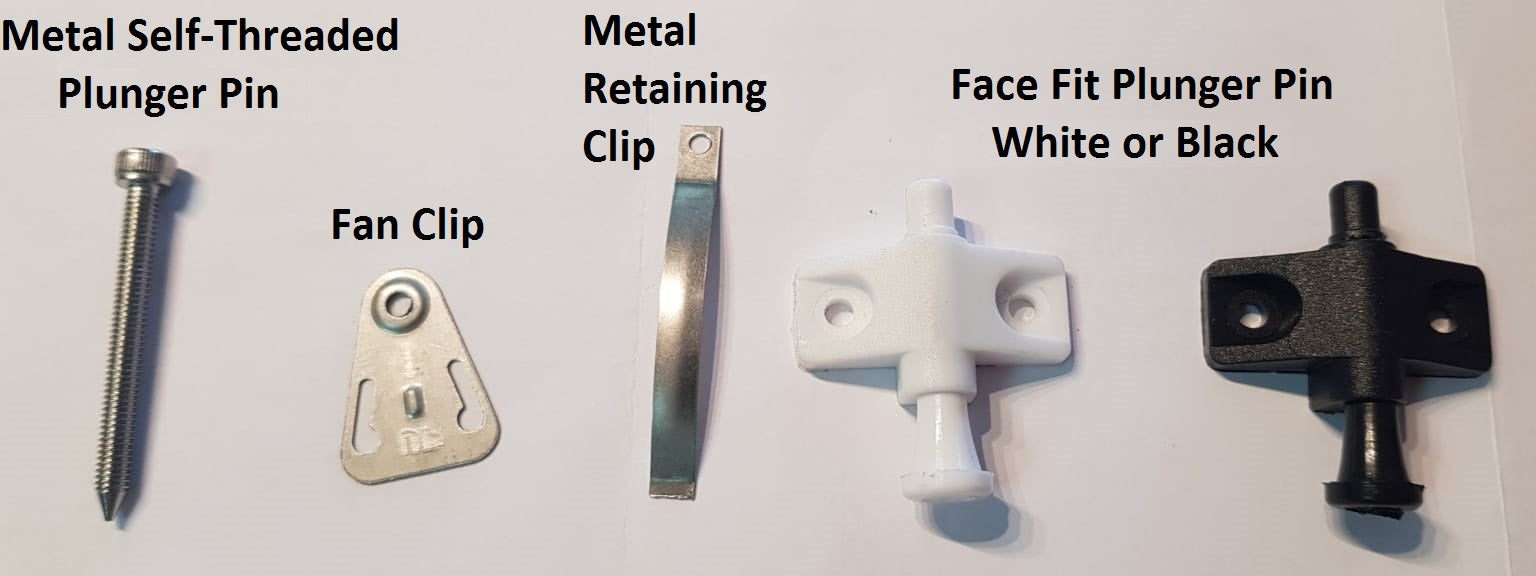BAL-FZ BAL-40 BAL-25 BAL-19 BAL-12.5 Fly Screen Fan Clip, Metal Self-Threaded Plunger Pin, Metal Retaining Clip, Face Fit Plunger Pin Glass Aluplast Deceuninck Zendow Kommerling C70 Gold VEKA Softline MD82 Rehau Synego Siegenia Roto Bunnings Hardware