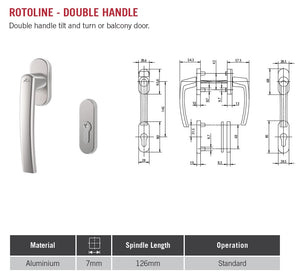 Rotoline Double Handle Balcony & Patio Door Handle Set.