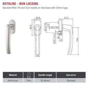 Rotoline TT Window Handle Non-Key.