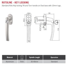 Load image into Gallery viewer, Rotoline TT Window Handle w/Key.