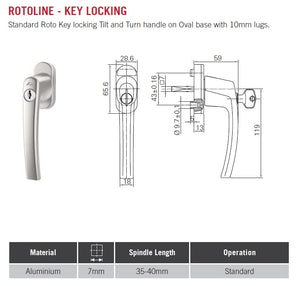 Rotoline TT Window Handle w/Key.