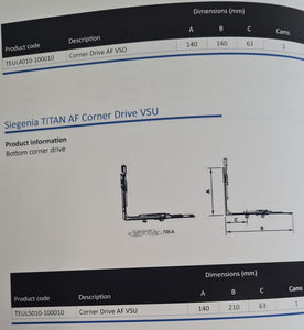 Siegenia Titan-AF #TEUL5010-100010 Corner Drive VSU.