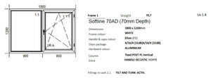 VEKA Softline 70AD Effect Line Double Glazed Tilt & Turn Awning Sliding Tilt Inwards Windows.