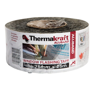 Thermakraft ALUBAND Bituminous Window Flashing Tape (W75mm x 23m) x1 Roll.