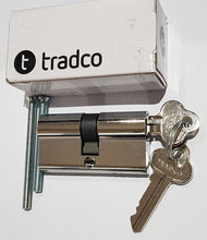 Load image into Gallery viewer, TRADCO (30/30mm) Keyed-Alike Double Door Cylinder 60mm w/x2 Keys (5-Pin) YA1E | Chrome Plated Finish Fixed Cam.